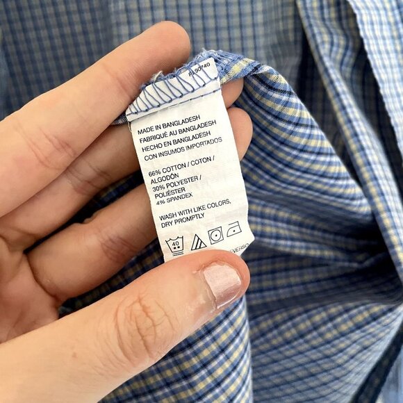 Van Heusen classic fit blue yellow checkered long sleeved button down shirt - Picture 6 of 6